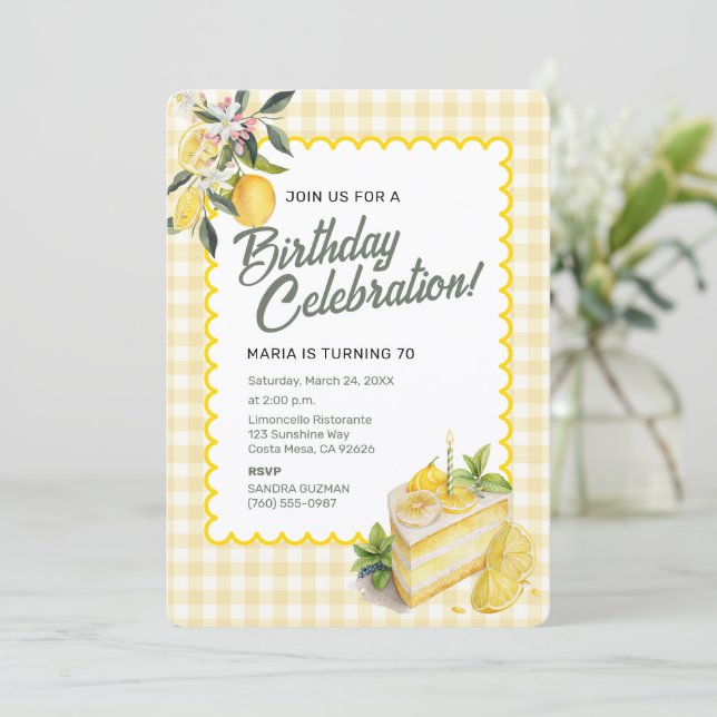 Lemon Birthday Invitation Italian Summer Party (Standing Front)