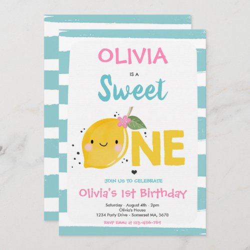 Lemon Birthday Invitation Sweet One 1st Birthday