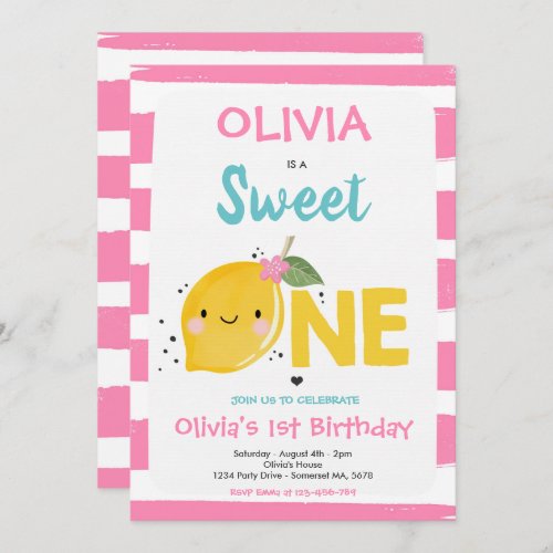 Lemon Birthday Invitation Sweet One 1st Birthday