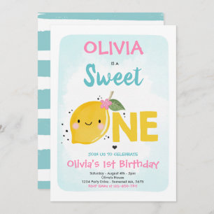 Lemon Birthday Invitation Sweet One 1st Birthday