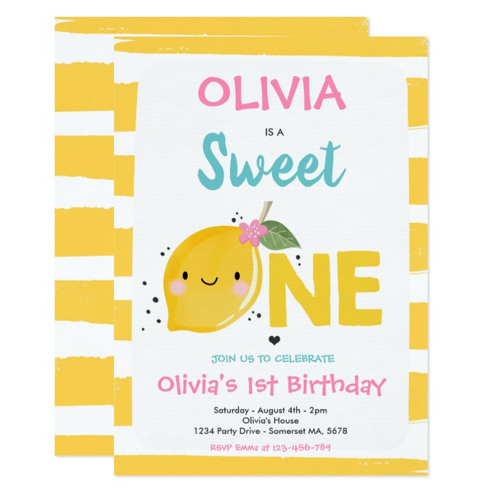 Lemon Birthday Invitation Sweet One 1st Birthday | Zazzle.com