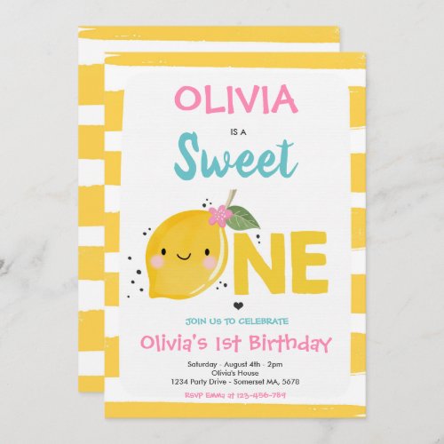 Lemon Birthday Invitation Sweet One 1st Birthday