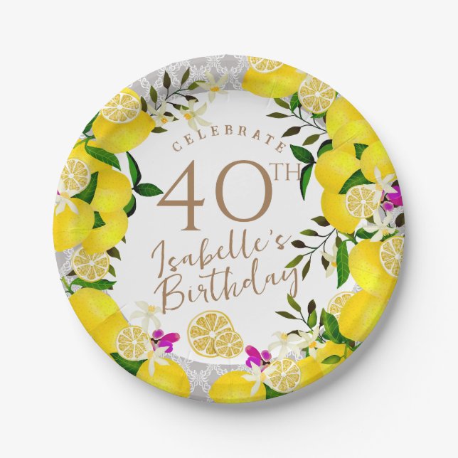 Lemon Birthday Paper Plates (Front)