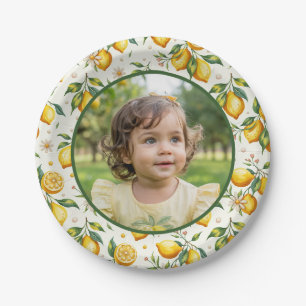 Lemon Birthday Photo Yellow Citrus Kids Party Paper Plates