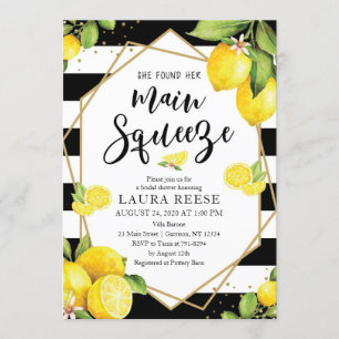 Lemon Black Stripes Bridal Shower Invitation
