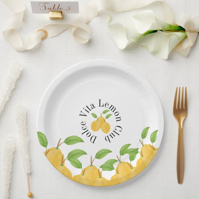 Lemon Bloom Collection Paper Plates (Wedding)