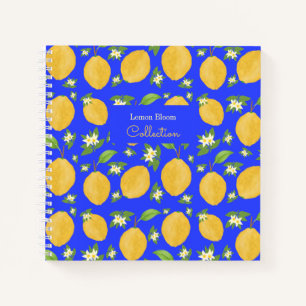 Lemon Bloom Collection patterned blue Notebook