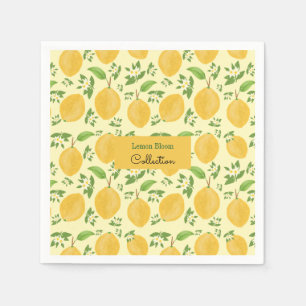 Lemon Bloom Collection patterned yellow Napkins