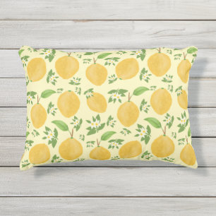 Lemon Bloom Collection patterned yellow Outdoor Pillow