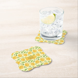 Lemon Bloom Collection patterned yellow Paper Coaster
