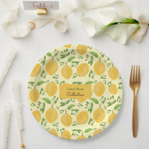 Lemon Bloom Collection patterned yellow Paper Plates
