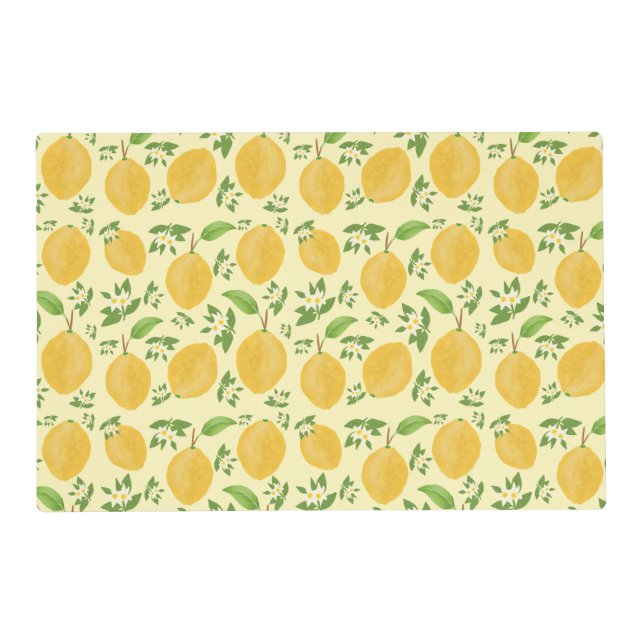 Lemon Bloom Collection Yellow pattern Placemat (Front)
