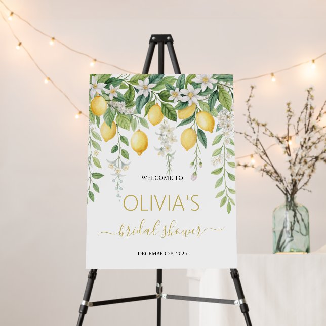 Lemon Blossom Bridal Shower Welcome Sign  (In Situ (Stand))
