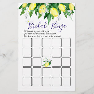 Lemon Blossom Double-Sided Bridal Shower Game