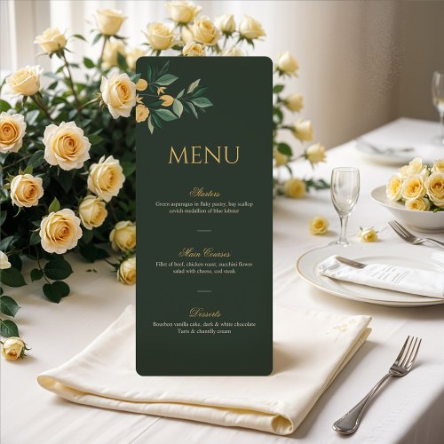 Lemon Blossom Floral Tree Elegant Green Wedding Menu