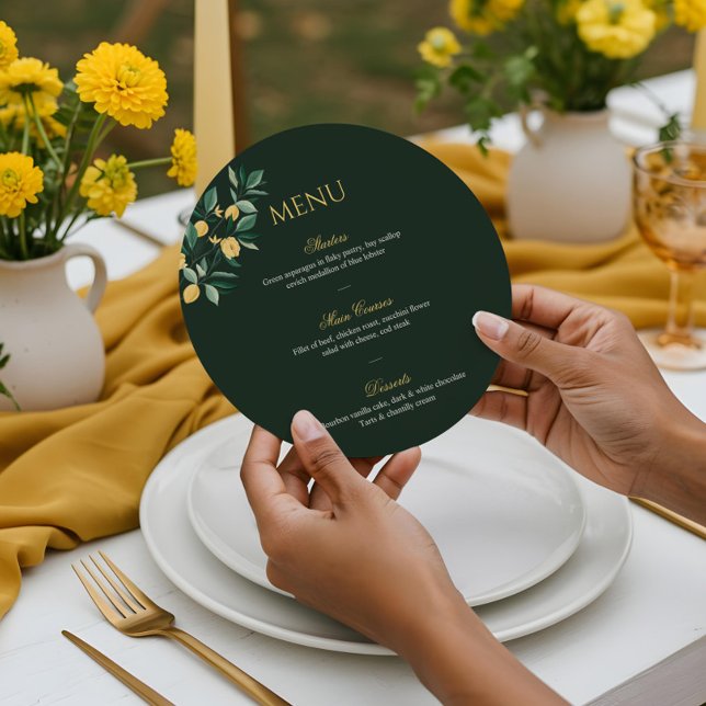 Lemon Blossom Floral Tree Elegant Green Wedding Menu (Lemon Blossom Floral Tree Elegant Green Wedding Menu)