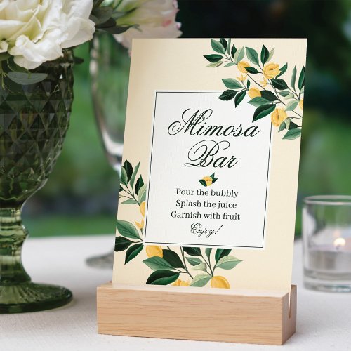 Lemon Blossom Floral Tree Elegant Mimosa Bar Poster