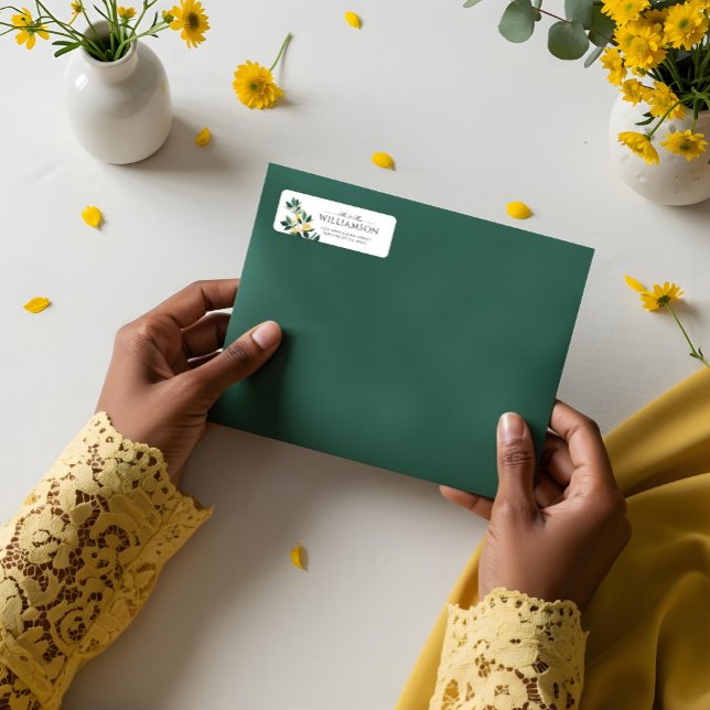 Lemon Blossom Floral Tree Elegant Minimal Wedding Label (Lemon Blossom Floral Tree Elegant Minimal Wedding Label)