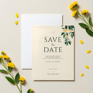 Lemon Blossom Floral Tree Elegant Minimal Wedding Save The Date