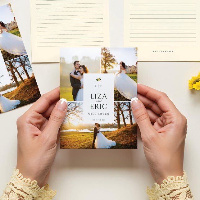 Lemon Blossom Floral Tree Elegant Wedding Photos Thank You Card (Lemon Blossom Floral Tree Elegant Wedding Photos Thank You Card)