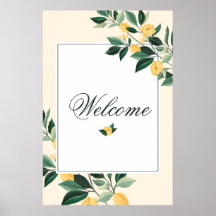 Lemon Blossom Floral Tree Elegant Welcome Poster