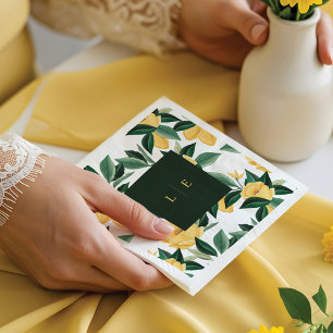 Lemon Blossom Floral Tree Elegant White Wedding Napkins