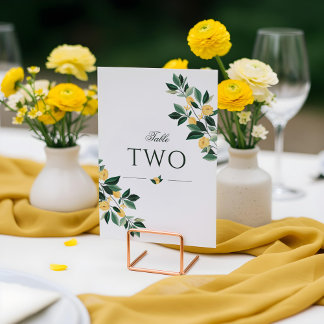 Lemon Blossom Floral Tree Elegant White Wedding Table Number