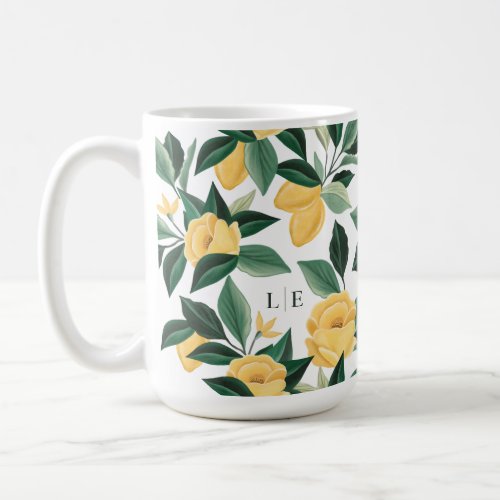 Lemon Blossom Floral Tree Elegant Yellow Wedding Coffee Mug