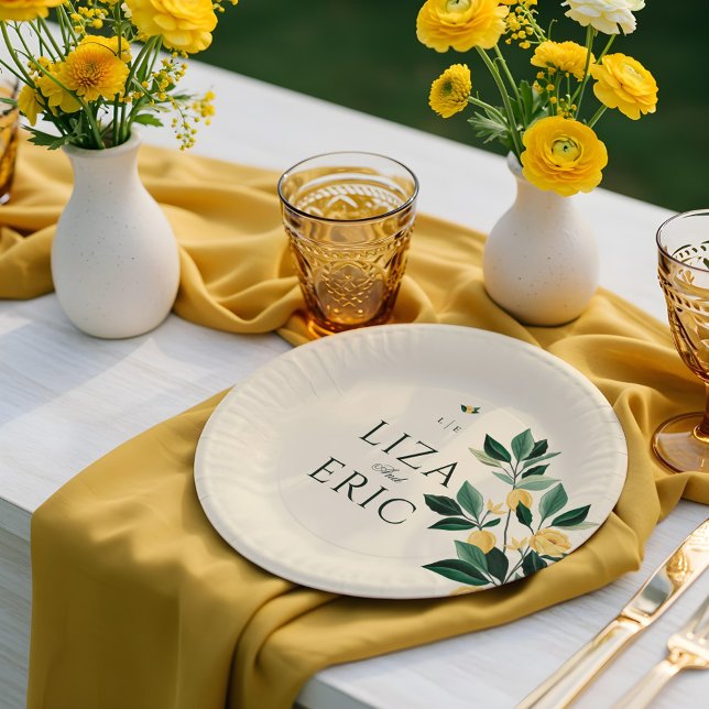 Lemon Blossom Floral Tree Elegant Yellow Wedding Paper Plates (Lemon Blossom Floral Tree Elegant Yellow Wedding Paper Plates)