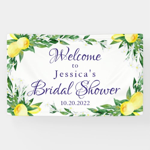Lemon Blossom Greenery Chic Bridal Shower Banner