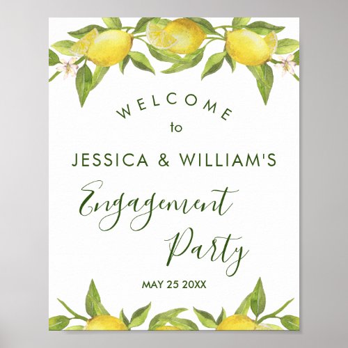 Lemon Blossom Greenery  Engagement Party Sign