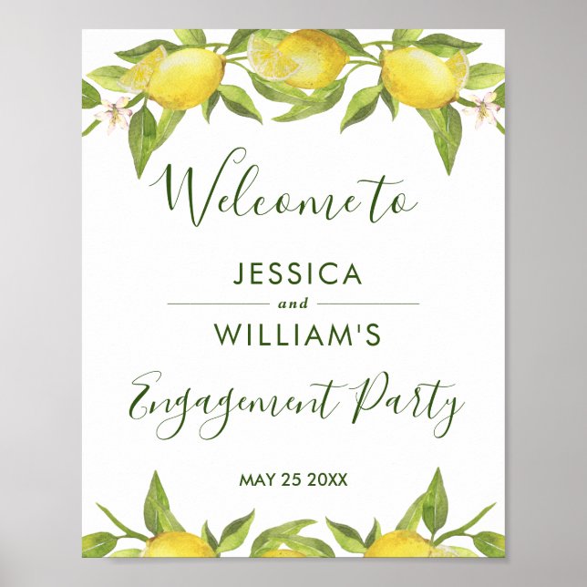 Lemon Blossom Greenery  Engagement Party Sign (Front)