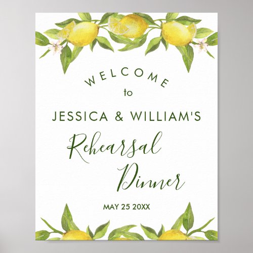 Lemon Blossom Greenery  Rehearsal Dinner Sign