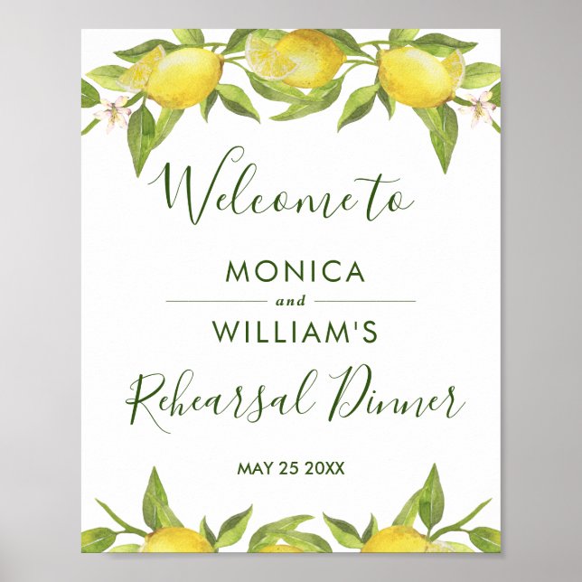Lemon Blossom Greenery  Rehearsal Dinner Sign (Front)