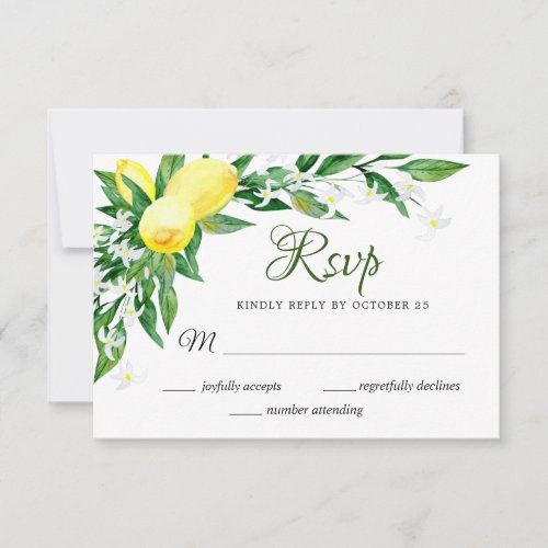 Lemon Blossom Greenery RSVP Card