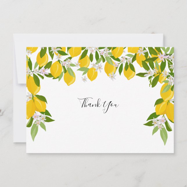 Lemon Blossom Greenery Thank You Card (Front)
