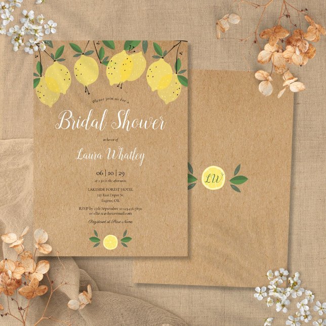 Lemon Blossom Greenery Watercolor Bridal Shower Invitation (Lemon Blossom Greenery Watercolor Bridal Shower Invitation)