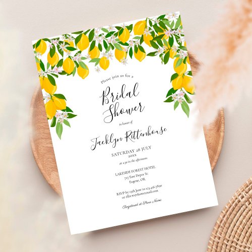 Lemon Blossom Greenery Watercolour Bridal Shower Announcement Postcard