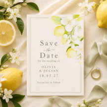 Lemon Blossom Ivory Garden Save the Date Card