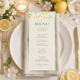 Lemon Blossom Ivory Garden Wedding Menu Card