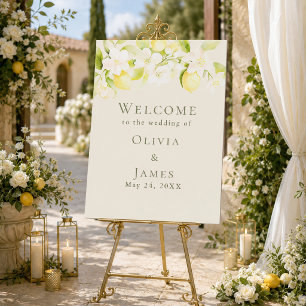 Lemon Blossom Ivory Garden Wedding Welcome Foam Board