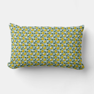 Lemon Blossom Pattern  Fresh Citrus & Floral Summe Lumbar Pillow