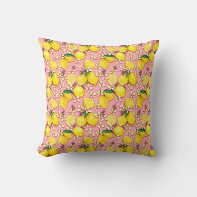 Lemon Blossom Pink Pillow (Front)