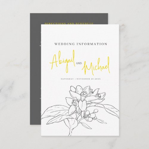 Lemon blossom wedding guest information enclosure card