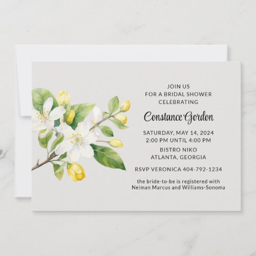 Lemon Blossoms Bridal Shower Invitation