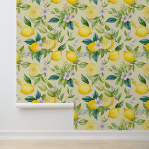 Lemon Blossoms on Cream  Wallpaper