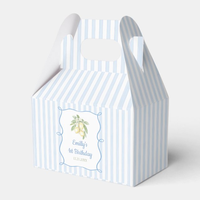 Lemon Blue Birthday Favor Boxes (Front Side)