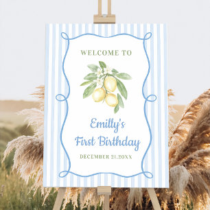 Lemon Blue Birthday Welcome Foam Board