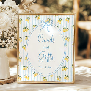 Lemon Blue Bow Italian Cards and Gifts Poster