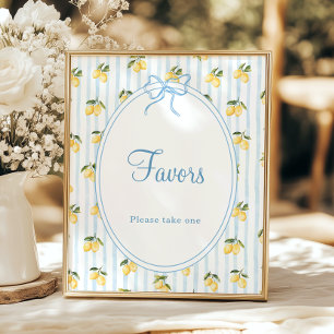 Lemon Blue Bow Italian Favors Poster